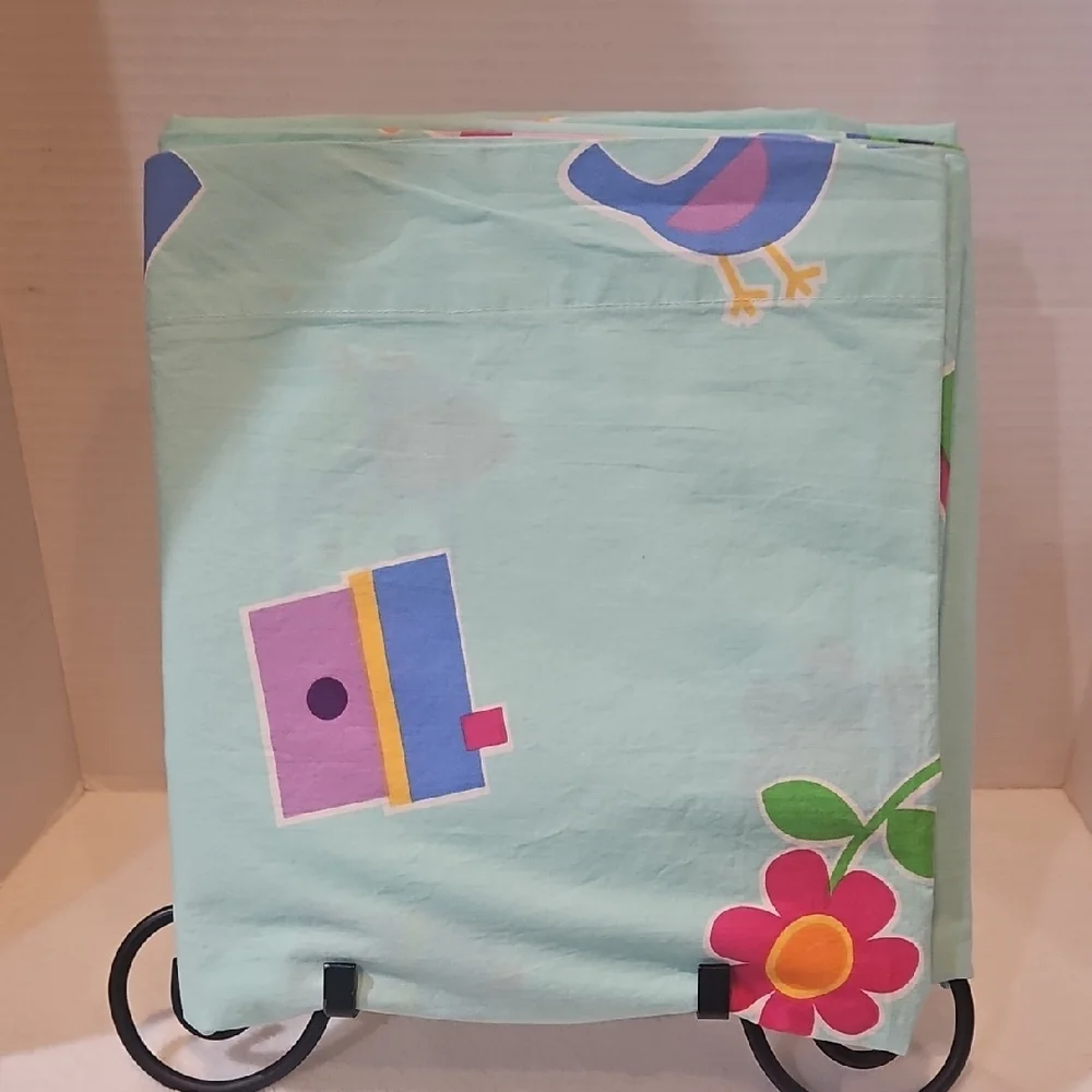 Wildkin Teal Body Purple Yellows Blues Floral Birds Cotton Twin Flat Sheet